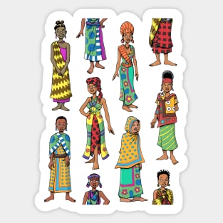 African Women Kanga Cloth Sticker